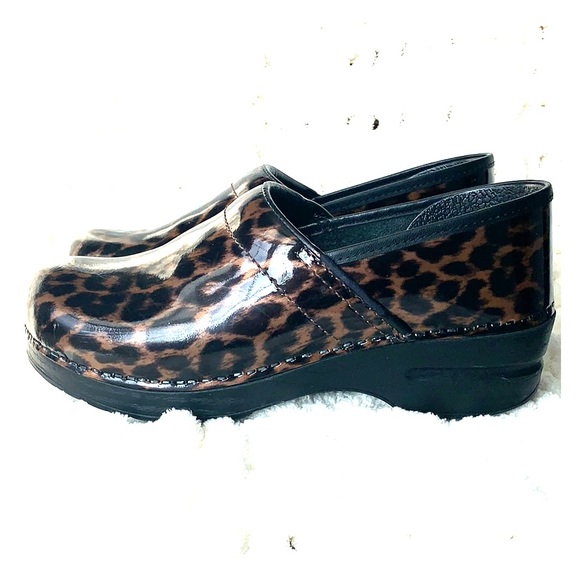 leopard print nursing clogs